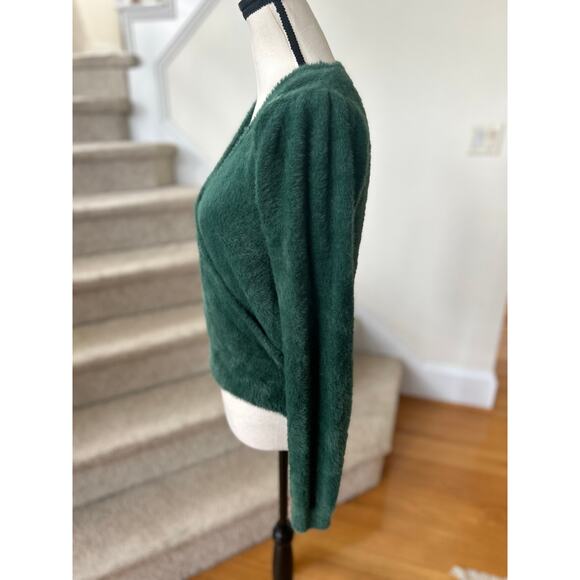 ASTR Emerald Green Fuzzy Wrap Long Sleeve Sweater - Picture 2 of 6